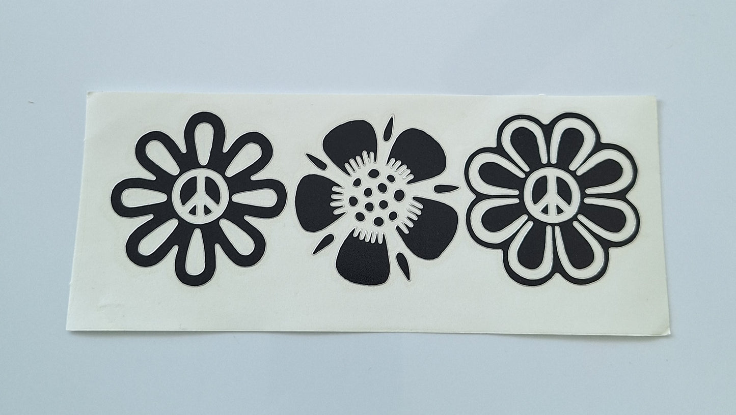 Retro Peace & Nature Decals – Turtle, Fairy, Hibiscus, Yin Yang & More | Made in USA